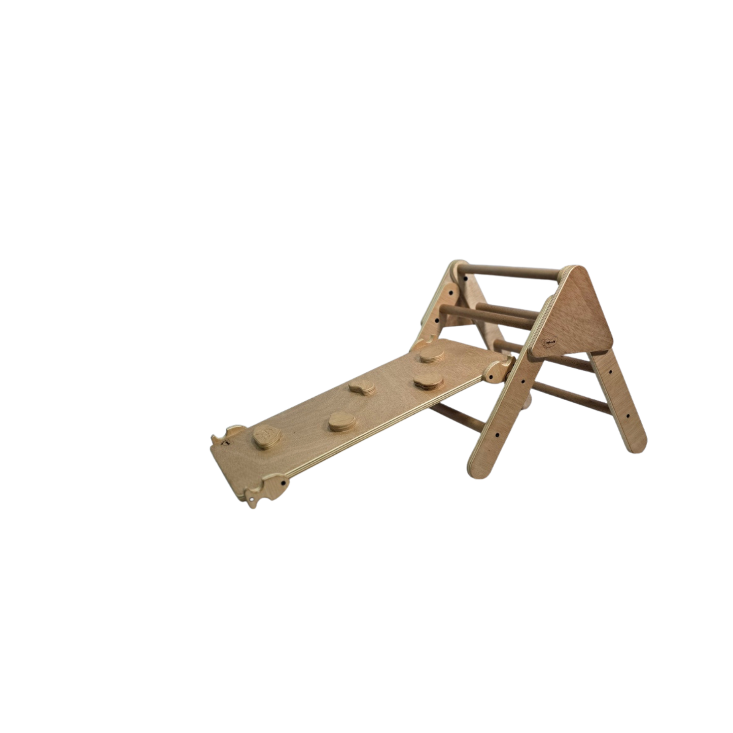 Triángulo Pikler de madera + Rampa de aprendizaje. Talla Pequeña