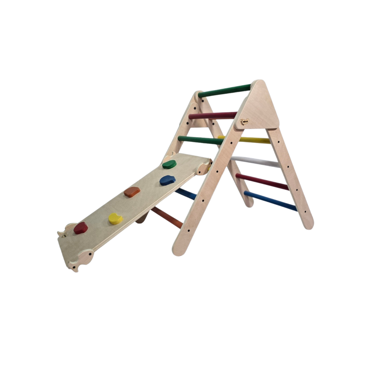 Triángulo Pikler de madera + Rampa de aprendizaje. Talla Grande