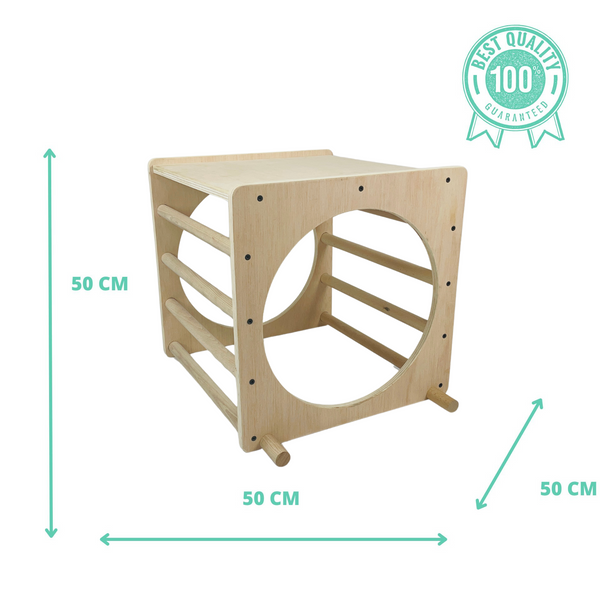 Cube d'escalade et d'apprentissage Pikler. Moyen : 50 x 50 x 50 CM. CUEMSC0005. Woodgo.