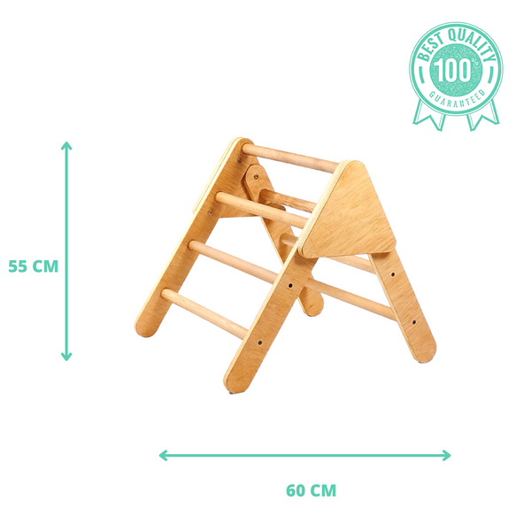 Triangle d'Apprentissage Pikler Pliant en Bois 90 x 60 x 80 Cm. EQ003 Woodgo.