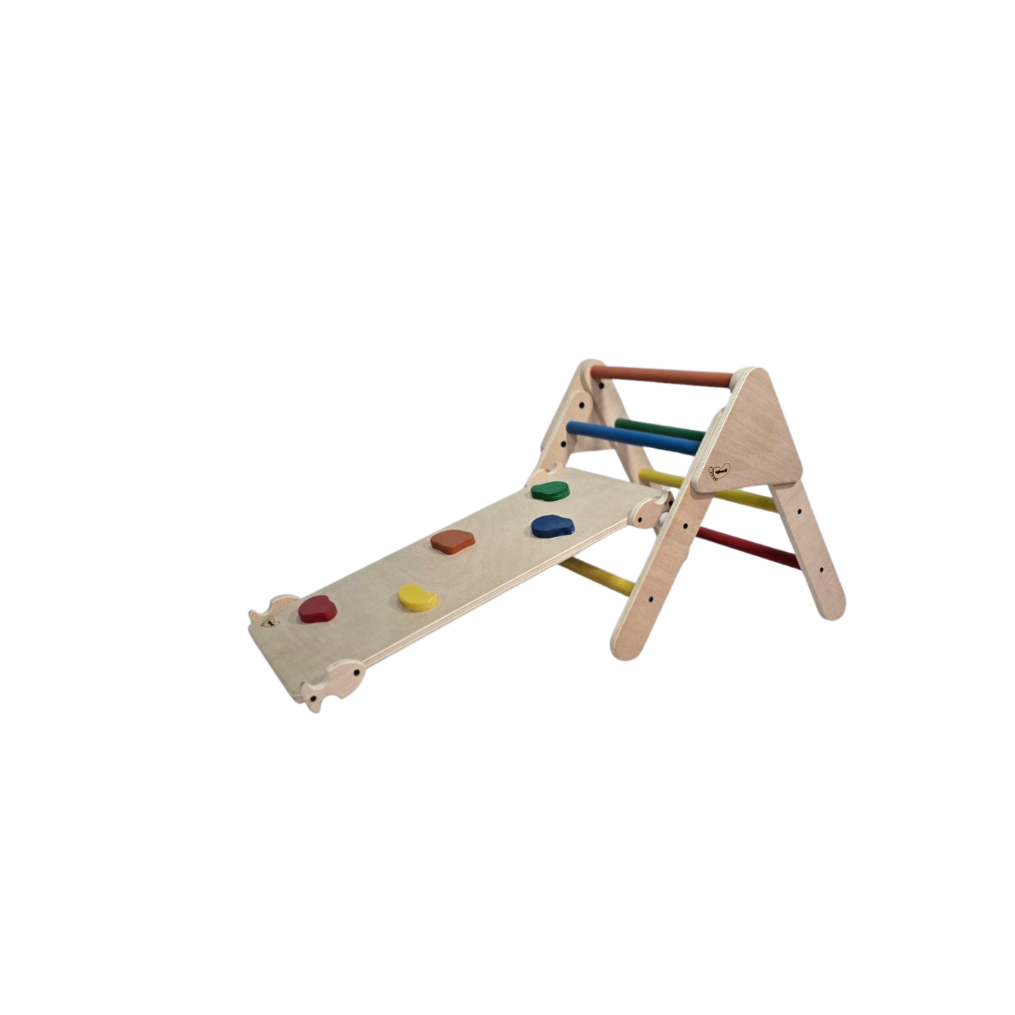 Triángulo Pikler de madera + Rampa de aprendizaje. Talla Grande